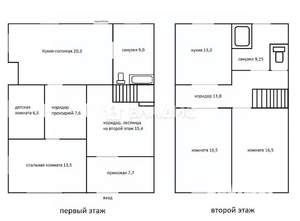 Дом 150м², 2-этажный, участок 7 сот.  