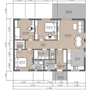 Дом 110м&sup2;, 1-этажный, участок 9 сот.  