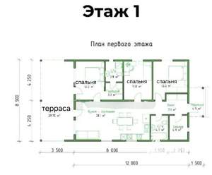 Дом 97м², 1-этажный, участок 18 сот.  