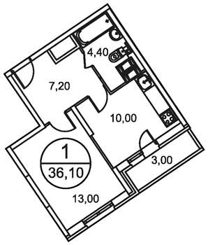 1-к квартира, на длительный срок, 38м2, 13/23 этаж