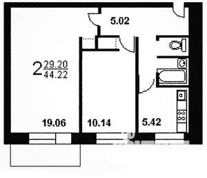 2-к квартира, на длительный срок, 46м2, 7/9 этаж