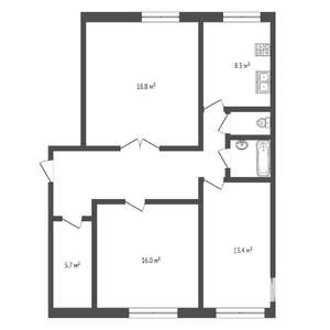 3-к квартира, на длительный срок, 87м2, 6/14 этаж