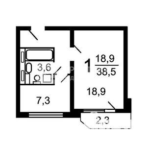 1-к квартира, на длительный срок, 38м2, 12/17 этаж