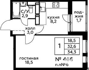 1-к квартира, на длительный срок, 36м2, 3/23 этаж