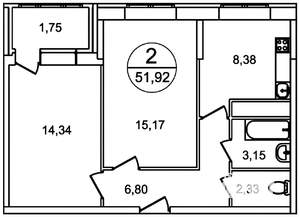 2-к квартира, на длительный срок, 60м2, 20/25 этаж
