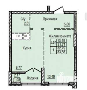 1-к квартира, на длительный срок, 34м2, 17/25 этаж