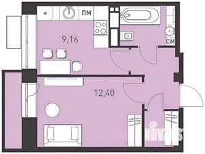 1-к квартира, на длительный срок, 34м2, 7/18 этаж