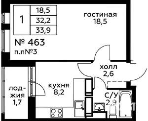 1-к квартира, на длительный срок, 36м2, 19/23 этаж