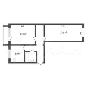 2-к квартира, на длительный срок, 47м2, 4/5 этаж