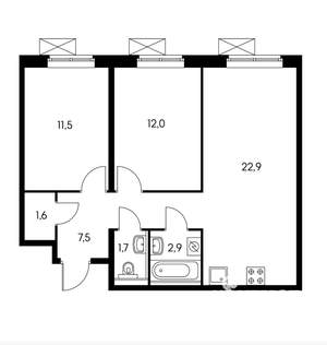 3-к квартира, на длительный срок, 60м2, 15/15 этаж