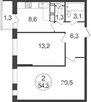 2-к квартира, на длительный срок, 53м2, 11/22 этаж