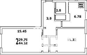 2-к квартира, на длительный срок, 44м2, 3/5 этаж