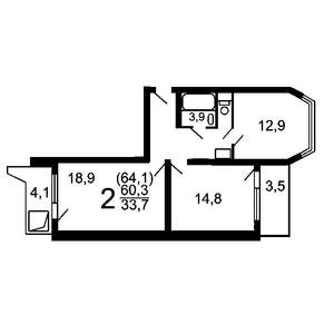 2-к квартира, на длительный срок, 62м2, 11/17 этаж