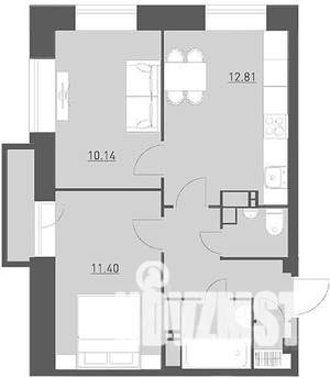 2-к квартира, на длительный срок, 45м2, 5/6 этаж