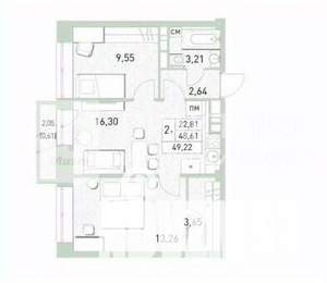 2-к квартира, на длительный срок, 50м2, 15/18 этаж