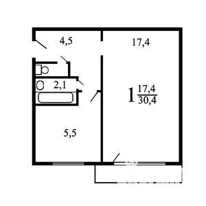 1-к квартира, на длительный срок, 31м2, 5/5 этаж