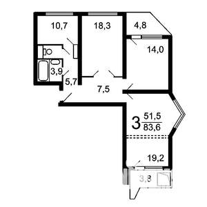 3-к квартира, на длительный срок, 81м2, 14/17 этаж