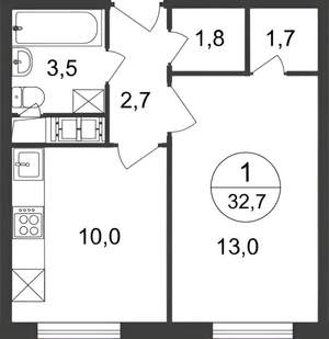 1-к квартира, на длительный срок, 34м2, 19/21 этаж