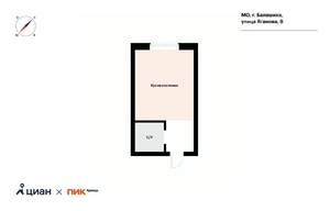 1-к квартира, на длительный срок, 23м2, 5/25 этаж