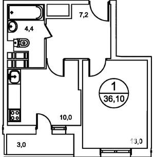 1-к квартира, на длительный срок, 38м2, 21/22 этаж