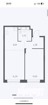 2-к квартира, на длительный срок, 45м2, 6/22 этаж