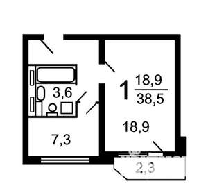 1-к квартира, на длительный срок, 38м2, 6/17 этаж
