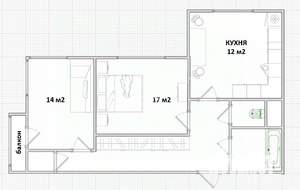 2-к квартира, на длительный срок, 61м2, 2/17 этаж