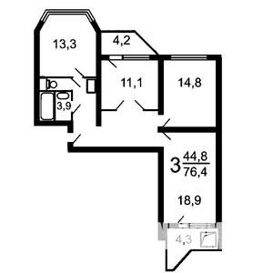 3-к квартира, на длительный срок, 80м2, 1/17 этаж