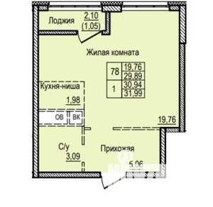 1-к квартира, на длительный срок, 32м2, 8/25 этаж