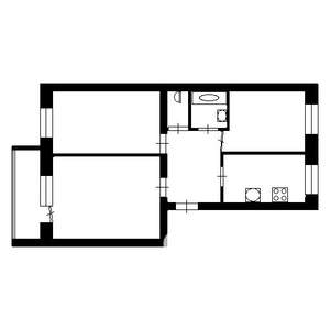 3-к квартира, на длительный срок, 60м2, 2/5 этаж
