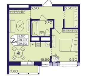 1-к квартира, на длительный срок, 40м2, 16/17 этаж