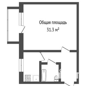 1-к квартира, на длительный срок, 32м2, 2/5 этаж