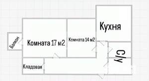 2-к квартира, на длительный срок, 61м2, 2/17 этаж