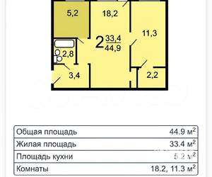 2-к квартира, на длительный срок, 44м2, 1/5 этаж