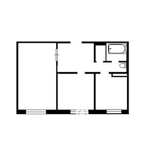 2-к квартира, на длительный срок, 43м2, 1/2 этаж