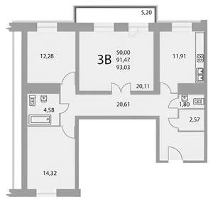 3-к квартира, на длительный срок, 94м2, 14/23 этаж