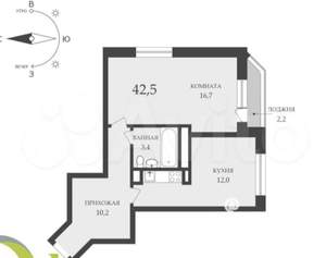 1-к квартира, на длительный срок, 43м2, 8/27 этаж