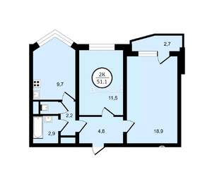 2-к квартира, на длительный срок, 54м2, 2/17 этаж