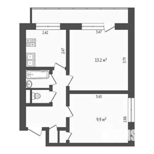 2-к квартира, на длительный срок, 38м2, 1/14 этаж