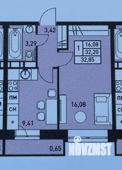 1-к квартира, на длительный срок, 33м2, 17/17 этаж