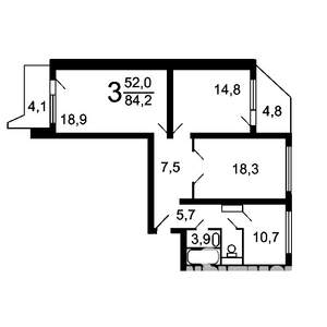 3-к квартира, на длительный срок, 90м2, 15/17 этаж