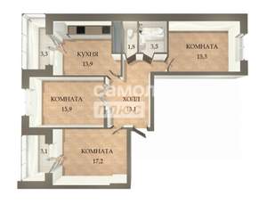 3-к квартира, вторичка, 88м2, 21/25 этаж