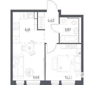 1-к квартира, вторичка, 35м2, 5/17 этаж