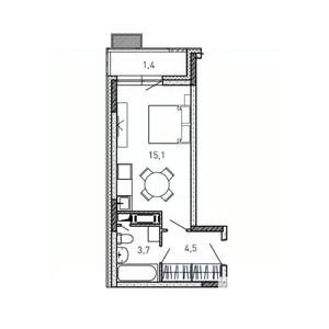 Студия квартира, вторичка, 25м2, 3/17 этаж