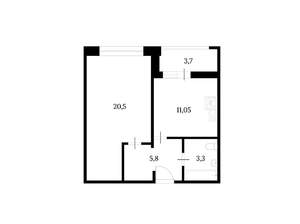 1-к квартира, вторичка, 45м2, 14/14 этаж