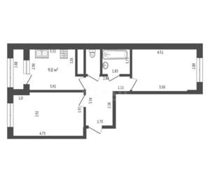 2-к квартира, вторичка, 50м2, 9/26 этаж