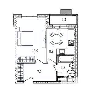 1-к квартира, вторичка, 35м2, 10/17 этаж