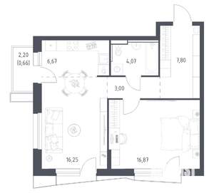 1-к квартира, вторичка, 55м2, 9/17 этаж