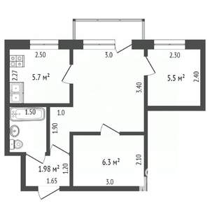 2-к квартира, вторичка, 34м2, 4/4 этаж