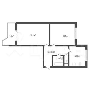 2-к квартира, вторичка, 58м2, 13/17 этаж